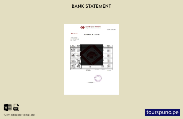 listo para imprimir plantilla de Word   extracto bancario de India Rupali Limite